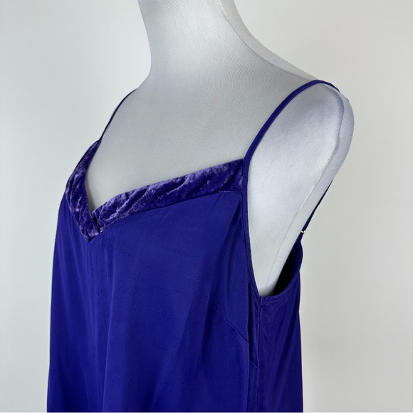 Anthropologie Floreat Purple Velvet Trim Cami Top Size Large - Picture 8 of 12